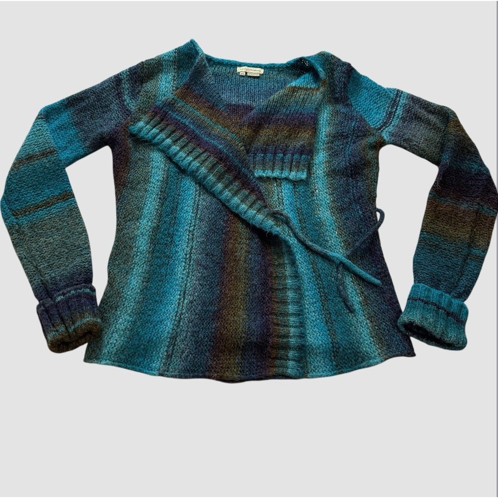 Royal Robbins Women's XS Wrap Cardigan Open Front Wool Blend Striped Colorful